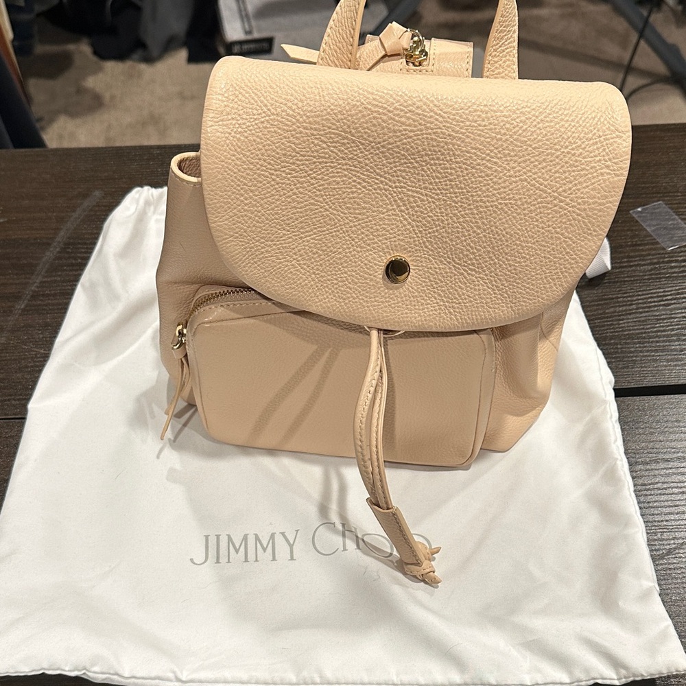 Jimmy Choo Beige Leather Backpack